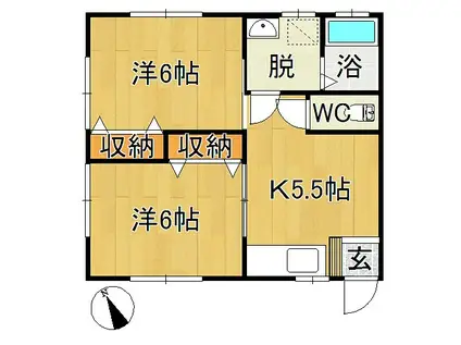 びゅうはうす(2K/2階)の間取り写真