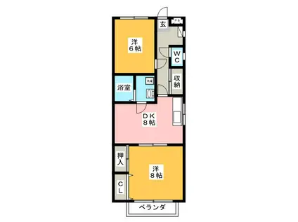 リヴェール細畑(2DK/3階)の間取り写真