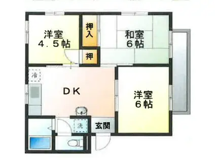 クレセント春日(3DK/2階)の間取り写真