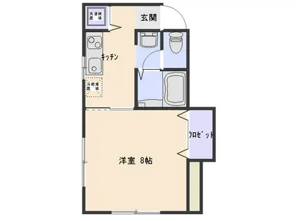 イーグルハイツ(1K/1階)の間取り写真