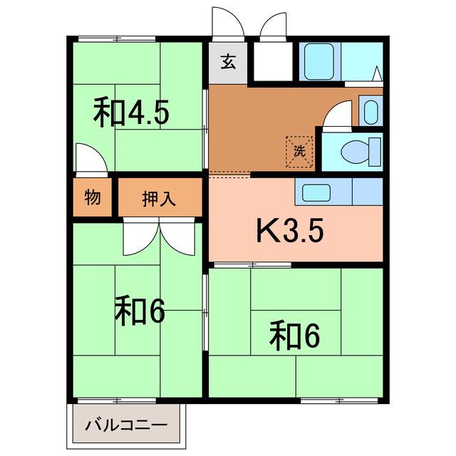 レスト北新川 B(3K/2階)の間取り写真