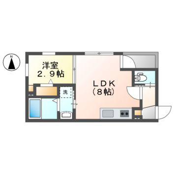 メイクス志賀本通(1LDK/3階)の間取り写真