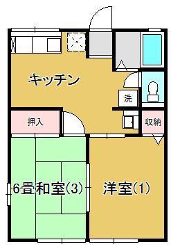 ウインドミル(2DK/2階)の間取り写真