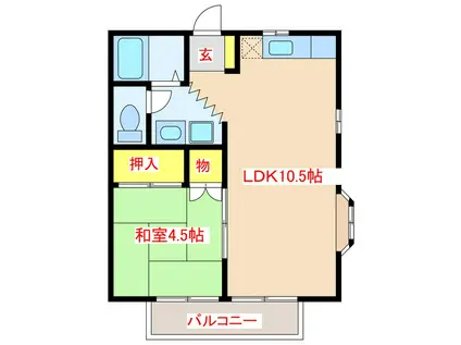 アイディアルコウガ(1LDK/2階)の間取り写真