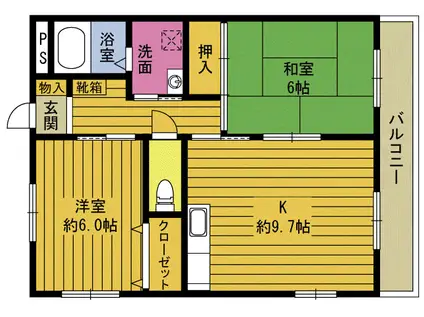 ジュリアンII(2LDK/1階)の間取り写真