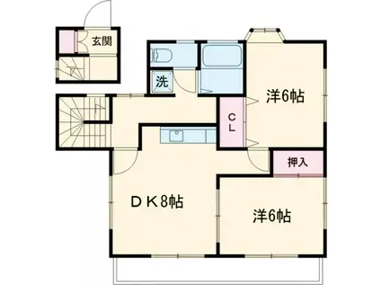 増井アパート(2DK/2階)の間取り写真