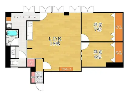 PHOENIX COURT交野II 南棟(2LDK/2階)の間取り写真