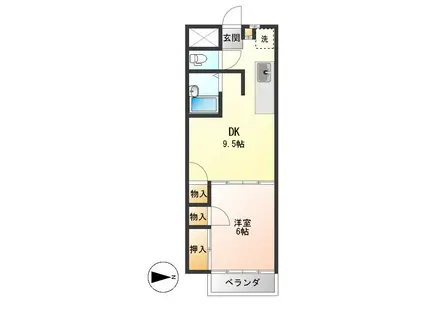 花笠マンション(1DK/4階)の間取り写真