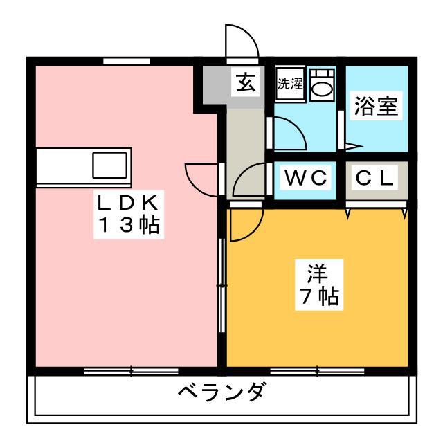 シークレフ(1LDK/2階)の間取り写真