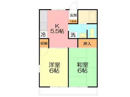 ハイツプリズム(2K/2階)の間取り写真