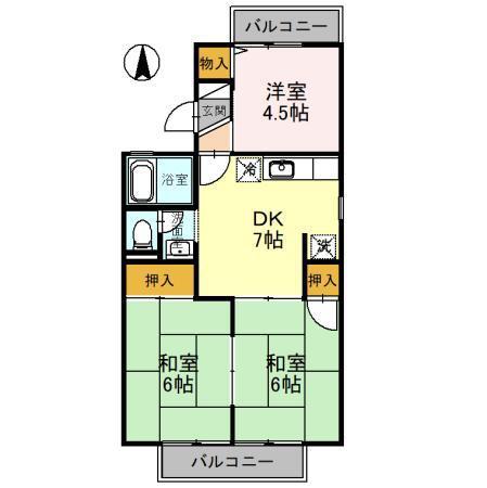 セジュール ポロア(3DK/1階)の間取り写真
