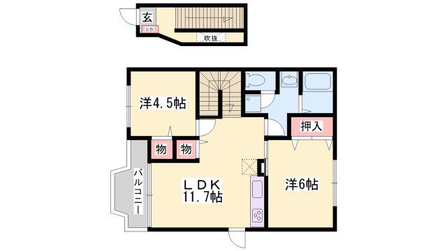 グランメール2(2LDK/2階)の間取り写真