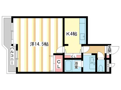 三和平城グランドパレスD棟(1K/1階)の間取り写真