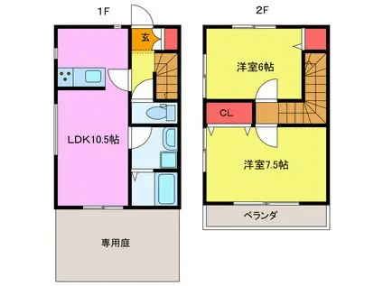 フロレゾンアサウミ(2LDK/1階)の間取り写真
