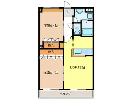 フォレスタ林(2LDK/2階)の間取り写真