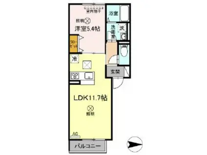 あかりII(1LDK/2階)の間取り写真