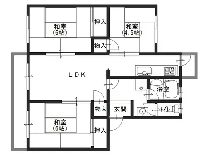 新金岡3丁1番E8棟(3LDK/4階)の間取り写真