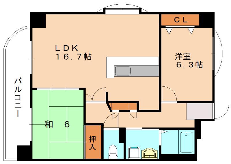 グランドゥール・オニクラ(2LDK/4階)の間取り写真
