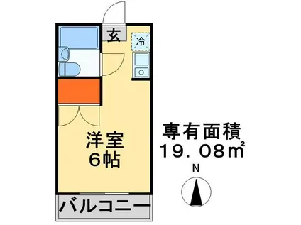 イーストワンビルディング(ワンルーム/1階)の間取り写真
