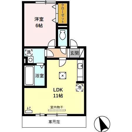 アメージング(1LDK/1階)の間取り写真