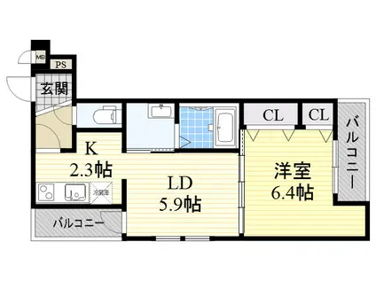 フジパレス清水丘Ⅱ番館(1LDK/3階)の間取り写真