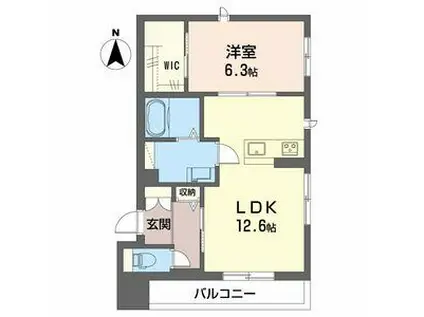 ハルミエールII(1LDK/2階)の間取り写真