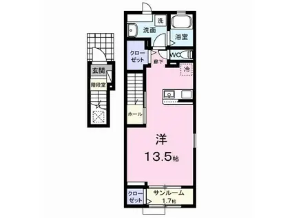 ヒルズ山王林(ワンルーム/2階)の間取り写真