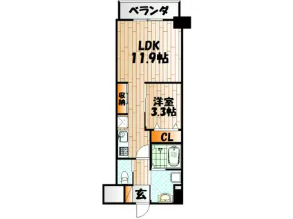 エルザグランツ中津口 (1LDK/11階)の間取り写真