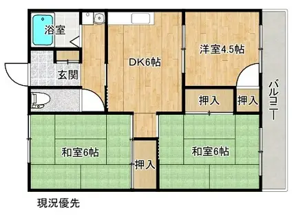 ニューコーポ幸町(3DK/2階)の間取り写真