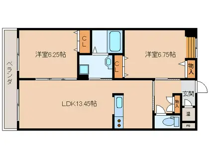 ヒルサイドテラス(2LDK/3階)の間取り写真