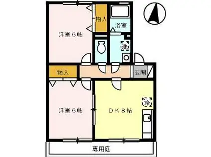 セジュール新市 B棟(2DK/1階)の間取り写真