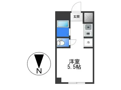 マンションH.T(1K/3階)の間取り写真
