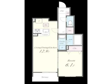 メゾン・デ・クール(1LDK/1階)の間取り写真