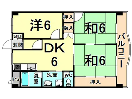 コスモカウンティI(3DK/3階)の間取り写真