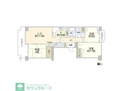 ふれあいの街D棟(3LDK/2階)の間取り写真