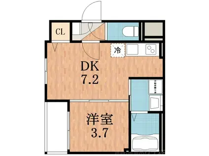 F NORMALIS SEAM(1DK/4階)の間取り写真