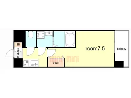 レジュールアッシュ神戸湊川公園(1K/5階)の間取り写真