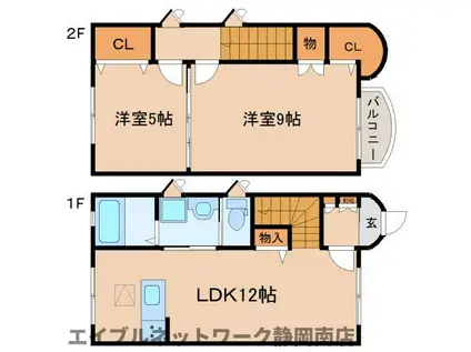 COUR VERTE (2LDK/1階)の間取り写真