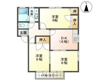 ピューラII(3DK/2階)の間取り写真