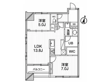 GRANPASEO明大前(2LDK/6階)の間取り写真