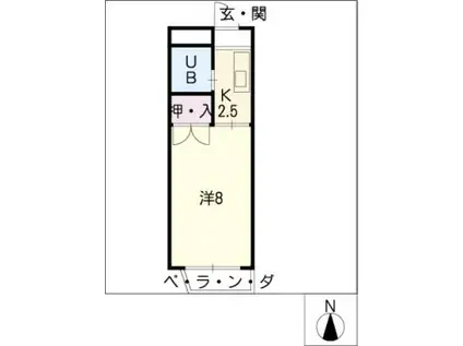 SUNNY・SIDE(1K/2階)の間取り写真