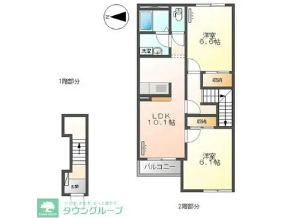 プランドールK(2LDK/2階)の間取り写真