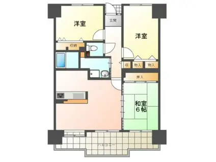 アミル21スイトピー館(3LDK/8階)の間取り写真