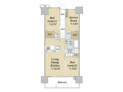 シティテラス金町 A棟(2SLDK/4階)の間取り写真