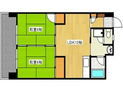 コーポ倉本(2LDK/3階)の間取り写真