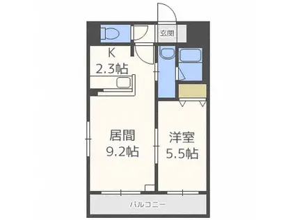 フェリス本通14A(1LDK/2階)の間取り写真