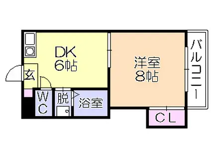 シャロム新町(1DK/1階)の間取り写真