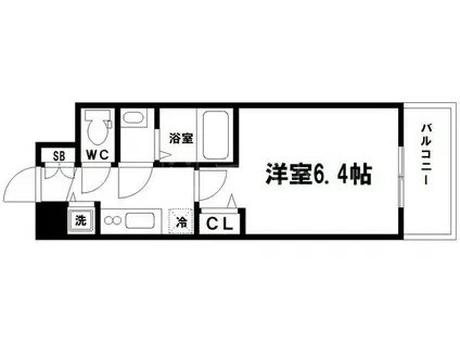 アドバンス大阪グロウス(1K/14階)の間取り写真