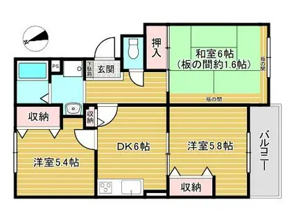 メゾンルミエールB棟(3DK/3階)の間取り写真