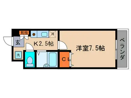 プリオールZEN(1K/2階)の間取り写真